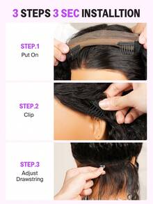 MEGALOOK All In 1 3D Lace Half Wig Yaki Finger Curly Glueless Wigs 100% Human Hair With Drawstring Breathable Dome Cap Various Styles Glueless Wig Pre-Cut Lace Pre-Bleached Knots & Pre-Plucked Hairline No Glue Needed Wig