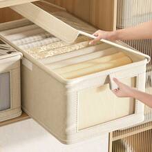 1个带盖可折叠衣物收纳盒，多功能抽屉式衣柜收纳盒，衣物整理收纳盒，适用于衣柜整理、衣物收纳、宿舍收纳 - 多色 - 查看 5
