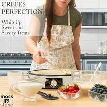 Moss & Stone Crepera eléctrica de 8 pulgadas, Pan Apo Crepera portátil y interruptor de encendido/apagado de placa caliente, revestimiento antiadherente, control automático de temperatura(Beige) - Multicolor - Ver 5