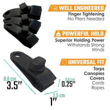 Khóa chịu lực, kẹp chịu được gió mạnh 60mph, phù hợp cho mái hiên, cắm trại ngoài trời, mái che xe caravan, kẹp dây bungee - màu đen - Xem 2