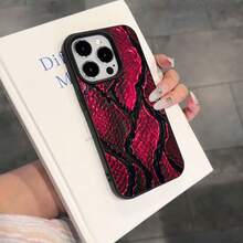 1个TPU材质时尚红色鳞片纹理图案手机壳，兼容 17 Pro Max/17/16 Pro Max/15/13/12/11、S20 FE/A15/S24/A55、Redmi Note 11/Note 12/Note 13 Pro，全包防摔软保护壳 - 黑色 - 查看 3