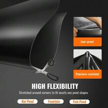 Revestimiento flexible para estanques de EPDM, 20 x 25 pies, 45 mil de grosor, ideal para estanques Koi, cascadas, fuentes y jardines acuáticos, base negra duradera - Negro - Ver 4