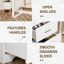 Vanity Desk With 3 Drawers,  Computer Desk With 3 Drawers, Bedroom Vanity Table For Girls Women(Christmas,Valentine's Day, Birthday, Women's Day), Dressing Table For Bedroom, White/Brown - trắng - Xem 6