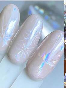 1 Boxes 10Rolls Aurora Nail Foil Clear Laser Nail Transfer Foil Starry Sky Glass Nail Art Foil Stickers Holographic Film Manicure Design For DIY Nails Decoration (10 Sheets 50X4cm)