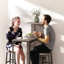 3-Piece Bar Table Set With Storage, Bottle Racks, Glass Holders And Stools With Footrests, Ideal For Small Spaces, Grey. - Maroon - View 5