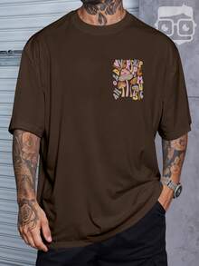 Oversized  Retro T-Shirt With Colorful Mushroom Print REF 3317 VEST NERD - 鏽棕色 - 查看 1