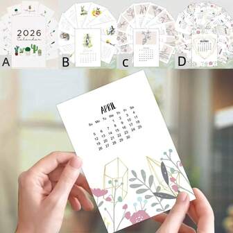 12 st månadsvykort med kalender 2026 utan kuvert, färgglad blomdesign för vägg, kontor och heminredning, presentinslagningsetiketter, scrapbooking, skräpjournal, hantverk, gratulationskort, akvarellkonst, jul- och nyårsdekorationer