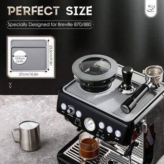 Kaffetampningsmatta för Breville 870/880, Silikonmatta för Breville espressomaskin, Halkfri Breville-matta med upphöjda kanter, Vattentät, värmetålig toppmatta för kaffemaskin