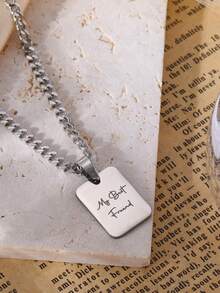 1 Stück personalisierte eingravierte Text- oder Segensviereck-Halskette | Individuell gestaltbare Edelstahl-Buchstaben-Halskette für Frauen | Minimalistischer personalisierter Buchstaben-Halskette | Personalisiertes Geschenk | Halskette für Mutter | Personalisiertes Geschenk | Geschenk für Freundin | Einfache Halskette | Geburtstagsgeschenk | Gedenk-Geschenk | Personalisierte rechteckige eingravierte Text-Halskette | Personalisiertes Neujahrs-Familien-Geschenk - Mini-Text-Stil-Kubakette - Übersicht 5