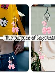 60pcs/20sets/30pcs/10sets Pink Bow Baby Shower Party Favor Set, Includes Bow Keychains (Lanyard + Bow Design), Organza Bags, And Cards - Pink - View 8