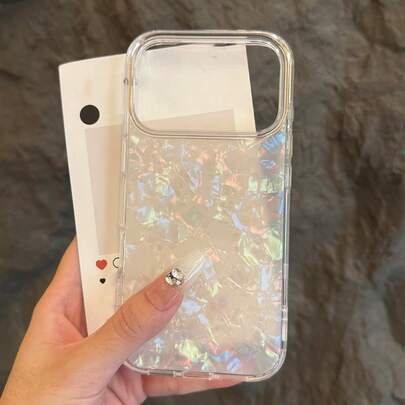 Capa de Telefone com Padrão de Concha a Laser de Luxo, Compatível com iPhone 17 Pro Max, 17 Pro, 16 Pro Max, 15, 14 Pro, 13, 12 Pro, 14, 16 Plus, 17 Air, 11, 13, Estrutura Protetora Resistente a Choques