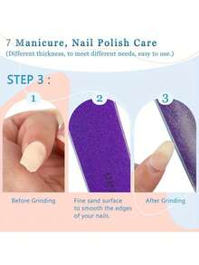 High Quality Multi-Sided Nail File Set With Polished Sponge Sand Bars - Perfect For Nail Art And Polish - Multicolor - View 4