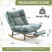 Rocking Chair Rocking Chair With Adjustable Footrest, Extra-Wide Upholstered Glider Rocker With Adjustable High Backrest And Removable Pad, Comfy Corduroy Upholstered Rocker Chair Recliner Leisure Accent Chair For Living Room Bedroom - Baby Blue - View 3