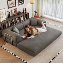 78.8" Compression Sofa,Convertible Floor Sofa Bed-With Pillow Back Support Armrest,Comfy Futon Couch Sleeper Bed,Loveseats Boneless Modular Sectional Sofa,Corduroy Fabric,For Living Room,Bedroom,Green - 灰色沙發 - 查看 2