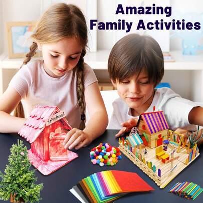 1170件套大型收纳盒儿童艺术手工套装，包含多种材料：毛毡、纸张、珠子、闪粉、活动眼睛，Y2K彩虹色创意拼贴画套装，DIY学校活动套装，适合4-9岁幼儿，生日圣诞礼物，剪贴簿派对礼品，创意课堂及家庭艺术项目