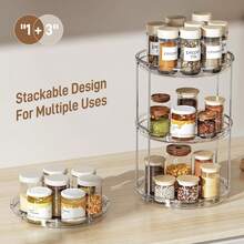 2 Tier Lazy Susan Turntable Organizer 9.25'' Rotating Spice Rack Organization For Cabinet, Kitchen, Pantry, Countertop, Bathroom, Vanity, Medicine Cabinet Organizer, Clear - lucency-2 floors - 查看 6