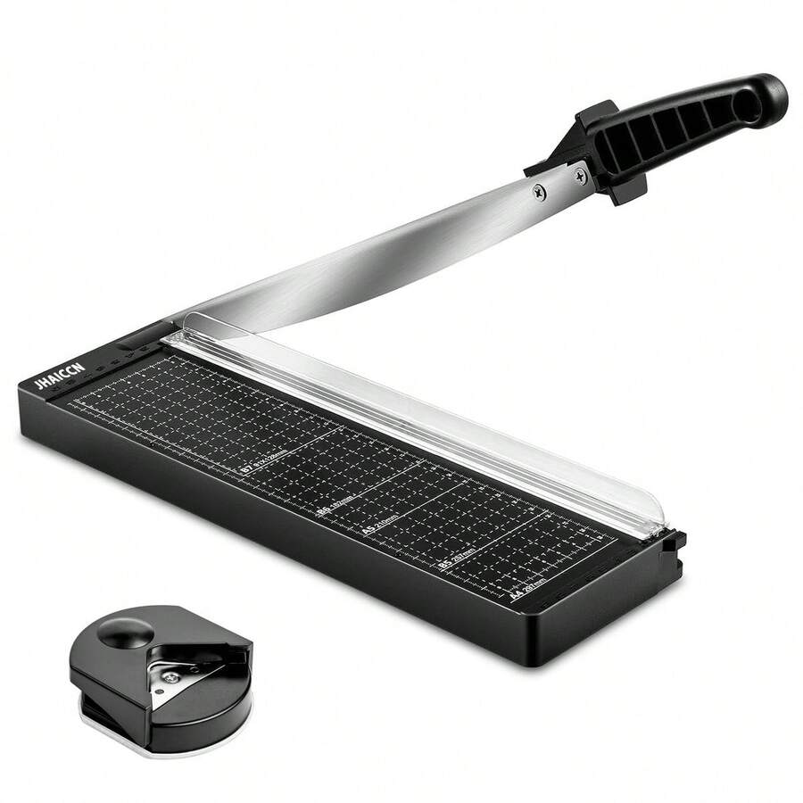 黑色圆角裁纸刀，铡刀式裁纸刀，一次可裁切 8 张纸，适用于工艺品制作、教室和办公室。 - 均碼 - 查看 1