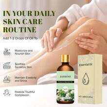 2pcs 100ml, 2pcs 30ml, 2pcs 10ml Jasmine Essential Oil, Plant Extracted, Steam Distilled, Suitable For Aromatherapy Diffuser, Fragrance, Soap, Candle Making, Massage, Skin & Hair Care, Office, Bedroom, Meditation, Yoga, Travel, Gift - Jasmine - View 2