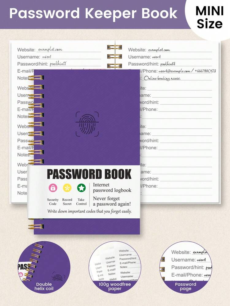 1 Piece A6 Password Notebook - Quick Internet Password Record Book, Includes Website, Username, Address Book, Anniversary, Birthday And Notes, Internet Login Information For Home And School Office - Multicolor - View 11