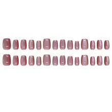 4 Boxes 96Pcs Short Squoval Press On Nails 24PCS Magnetic Cat Eye Burgundy Wine Press On Nails, Oval False Nails With Luxe Solid Color & Simple Elegant Design, Easy Remove Premium Fake Nails For Women, Reusable For Daily, Party, Date & All Season Glam.Nail Supplies,Press On Nails,Summer,Nail Kit,Christmas Nails,Valentine's Day. - 紫色270 - 查看 5