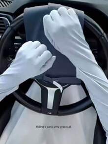 1 双女士摩托车骑行驾驶露指手套，冰丝防紫外线袖套，透气且支持触屏操作 - 均碼 - 查看 7