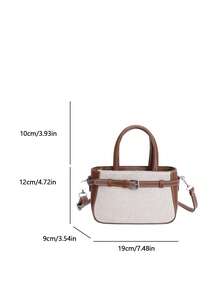 New Stylish Retro Square Tote Bag With Zipper Closure, Lightweight And Minimalist Design, Adjustable Long Shoulder Strap, Compact Mini Casual Crossbody Bag. - Coffee Brown - View 7