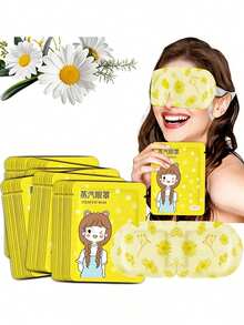 1/5/10/15/20/30/40/50pcs Self-Heating Chamomile Steam Eye Mask, Relieves Eye Fatigue, Improves Sleep Quality, Disposable Warm Eye Mask, Soothes Eye Discomfort, Eliminates Dark Circles, Constant Temperature Control, Extra Long Heating