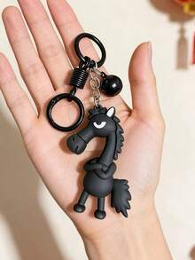 Weicher Gummi Pferde Schlüsselanhänger - leichtes und weiches Material, (schwarz & rot Farbe) süßer kleiner Pferde Schlüsselanhänger - kann an Rucksäcken, Schlüsseln und Autos als Dekoration aufgehängt werden, glücksbringender Pferde Maskottchen für das Jahr des Pferdes, geeignet als Geburtstags-, Valentinstags-, Weihnachtsgeschenk für Freunde - Verschiedenfarbig - Übersicht 4