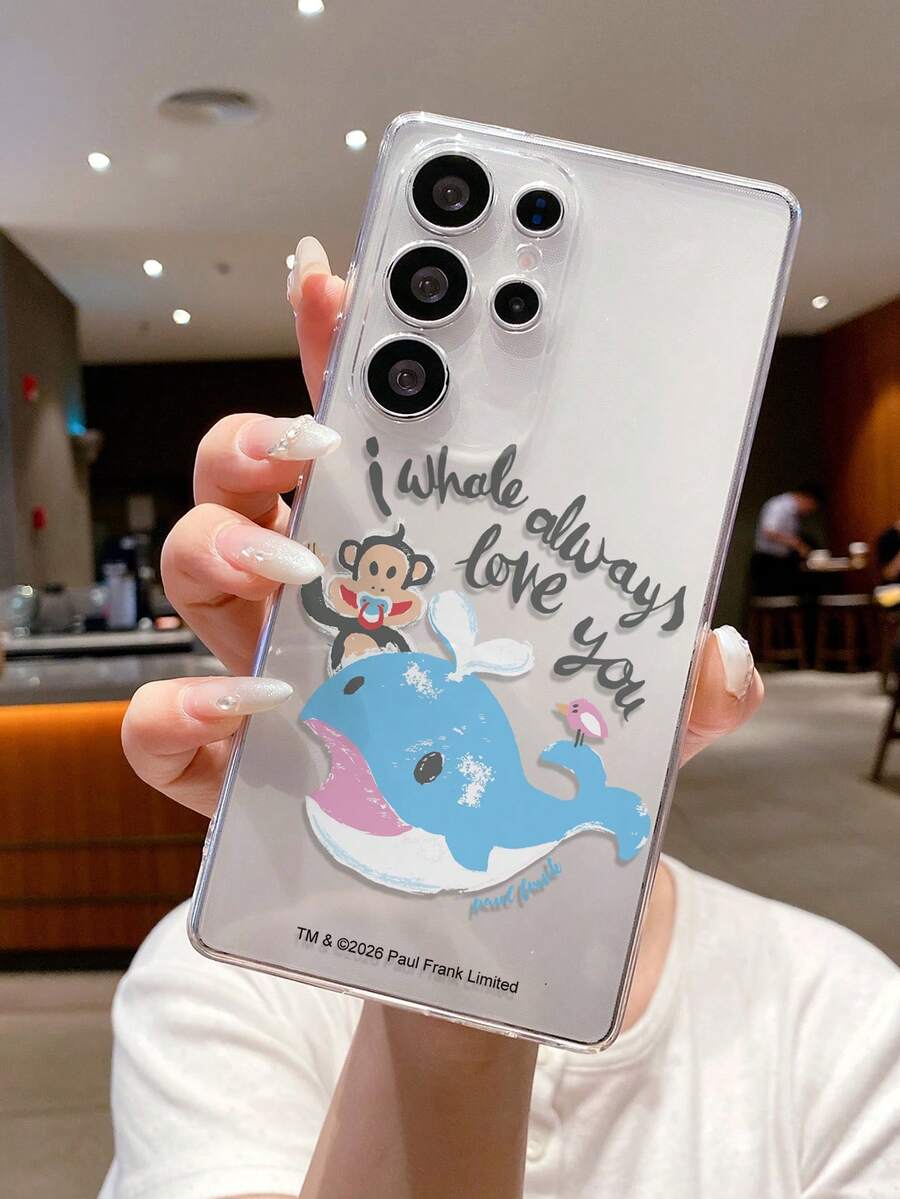 官方授权 Paul Frank 透明大嘴猴全身防震相机保护壳，海豚和猴子字母图案，全新设计，兼容 13/14/15/16/17 Pro Max/Galaxy 手机 - 彩色 - 查看 1