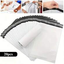 40 piezas de bolsas de envío de plástico opaco de 11*16.53 pulgadas con cinta adhesiva y cinta adhesiva resistente, 20 blancas y 20 azules, adecuadas para empaquetar regalos de vuelta a la escuela/bolsas de envío, embalaje de correo de oficina - 40 unidades - Ver 9