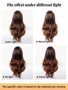 Brown Ombre Wig For Women Long Wavy Hair 65cm Curly Wig With Bangs Cosplay Headband Wigs Synthetic Wigs For Daily Use - 漸層棕色 - 查看 4