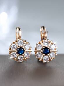 Vanel 1 Pair Elegant Luxury Cubic Zirconia Flower Stud Earrings, Gift For Girlfriend, Wedding, Engagement - earrings - View 5