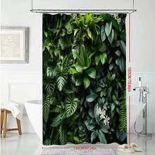 1pc/3pcs/4pcs Plant Green Leaf Wall Printed Shower Curtain Toilet Seat Bath Mat Floor Mat Set, Premium Leaf Printed Shower Curtain, Perfect For Bathroom Decoration, Universal Room Decoration, Home Decoration Set, Bathroom Accessories Bath Curtain Toilet Side Floor Mat Shower Curtain - Multicolor - View 7