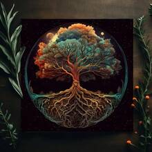 1pc Enchanting Vintage Tree Of Life Design Tarot Tablecloth With Tarot Bag - Vibrant Polyester Altar Mat With Celestial & Floral Design For Tarot Reading, Witchcraft & Astrology, Tarot Tablecloth Boho Playmat Cloth Home Decor - White - View 4