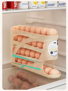 Egg Storage Box, Automatic Rolling Egg Box For Refrigerator, Anti-Drop Preservation Box, Kitchen Food Storage Box, Large Capacity Egg Rack, Egg Separator - Multicolor - View 6