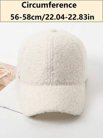 1pc Adjustable Baseball Cap, Warm Fleece Lining, Windproof, Large Head Circumference, Korean Style, Suitable For Autumn/Winter, Versatile For Women