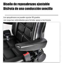 Asiento universal ajustable para montacargas con cinturón y posabrazos, respaldo ajustable y riel deslizante asiento de podadora de PVC impermeable, para tractor, montacargas, cargadora - Negro - Ver 6