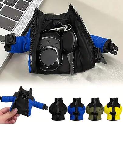 1pc Mini Down Pendant Decoration Keychain Multifunctional Decoration Small Clothes Key Case Portable Decoration Pendant Gift, Keychain Accessory, Small Storage Pouch, Stylish Pendant, Cute Keychain, Quality Stitching, Lightweight Construction