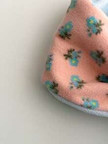 Set 1 pălărie și eșarfă roz cu imprimeu floral drăguț, căciulă mică și caldă pentru femei, iarna - Multicolor - Vizualizare 7