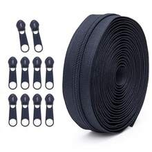 177.16-Inch Zipper With 10 Zipper Pulls, 5# Nylon Colored Zipper, 20 Color Options, Matching Zipper Pulls, Suitable For Clothing, Outerwear, Luggage, Bags, DIY Crafts And More - 5# Solid Color Nylon - View 22