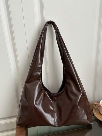 Bolso de hombro de gran capacidad y unicolor suave con estilo vintage para mujeres, bolso cruzado versátil con asa, bolso de hombro tipo hobo de gran capacidad, bolso cruzado casual para el trabajo