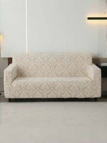 1pc Bohemian Baroque Style Elastic Sofa Cover - Breathable, Pet Friendly, Machine Washable Polyester And Spandex, Floral Jacquard Pattern, Suitable For Sofas Of One To Four People -180g/Square Meter, Living Room Furniture Decoration - Beige - View 6