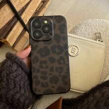 Minimalist Matte Ombre Green Amber Leopard Print Phone Case, Compatible With 17 Pro Max/ 17 Air X/ 16 Pro Max/15 Pro Max/14 Pro Max/13 Pro/12/11 - Dark Green - View 3