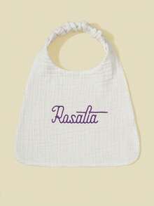 1 chiếc yếm ăn thêu tùy chỉnh, có thể tùy chỉnh chữ/tên bé, yếm ăn bằng vải gạc thoáng khí, khăn ăn chống bám bẩn cho bé khi ăn. - Nhiều màu - Xem 8