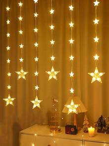 1串82颗LED星月帘灯，2米/6.56英尺，电池供电，室内家居装饰星空灯，适用于婚礼、派对、节日、卧室、房间、墙壁、生日、情人节装饰 - 無色 - 查看 8