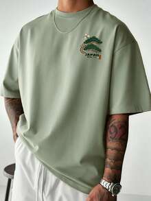 男士休闲百搭简约日式仙鹤印花短袖T恤