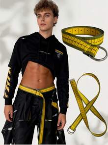 Retractable Ruler Belt, Double-Sided Printed Measuring Tape Belt, Original Design Metric Scale Tool Soft Tape, Multifunctional Soft Ruler Alloy Double Ring Buckle Fashionable Belt - Multicolor - View 6