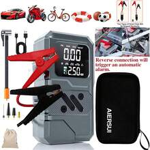 SUITU Car Jump Starter With Air Compressor. Tire Inflator Pump With Digital Pressure Gauge And LED Flashlight. Car Battery Charger With 14.8V 1500mAh Lithium-Ion Battery Power. Car Air Pump Suitable For Inflating Cars, Motorcycles, Bicycles And Basketballs. Automotive Accessories/Gifts. - Grey - View 12