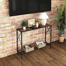 Compact Console Table, Small Sofa Table with Shelf, Entryway Display Stand for Hallways, Bedrooms, Living Rooms, and Farmhouse Decor Credenza, Credenza recibidor de Madera de Capas Gris, Estilo Moderno Mesa de Entrada, Fácil de Montar Mesa recibidor, Las Dimensiones de la Mesa recibidor Entrada Son 106 * 30 * 77(CM) Consola Estrecha de Madera Reciclada 106cm Mesa Pequeña para Entrada, Mesa Delgada para Sofá en Pasillo o Sala Negra - Arce - Ver 9