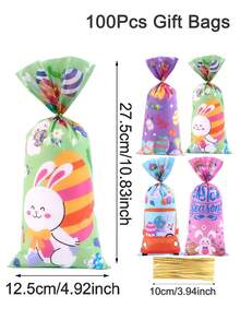 25/50/100 chiếc túi quà bằng nhựa họa tiết thỏ và trứng Phục Sinh, lý tưởng để trang trí lễ Phục Sinh, làm quà tặng tiệc tùng, gói quà, đựng trang sức, đồ dùng cho tiệc mùa xuân/hè. - Nhiều màu - Xem 14